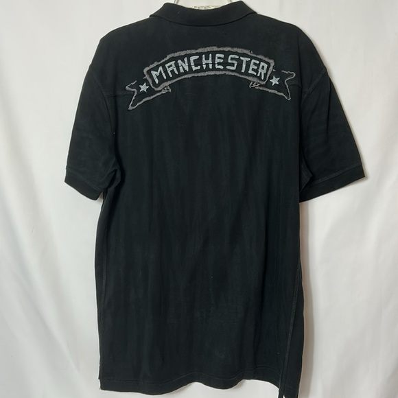 GUESS Black Silver Embroidered Lion Men's XXL Short Sleeve Cotton Shirt 2X - Picture 4 of 4